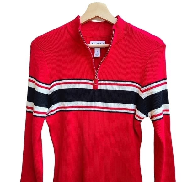 Fitted Rib Knit Mock Neck 1/4 Zip Dress - Picture 3 of 11